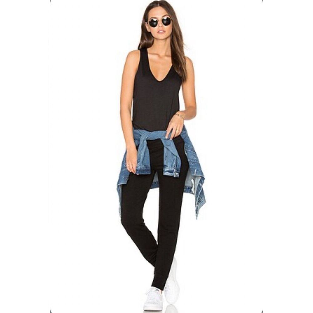 Monrow V‎ Neck Black Cotton Blend Jumpsuit Revolve Brand Size XS NWT